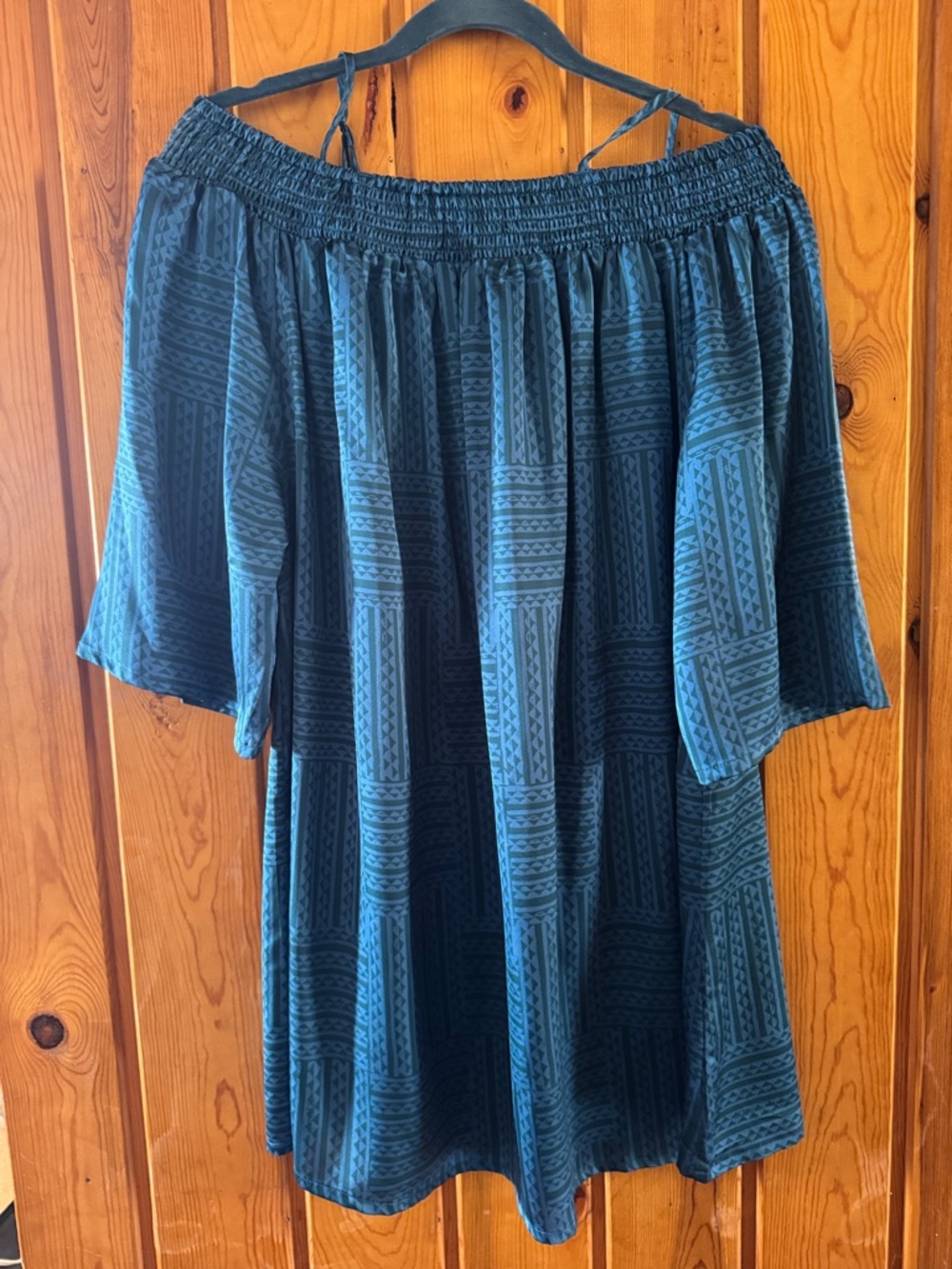 Manaola Teal Blue Smocked Off-Shoulder Top